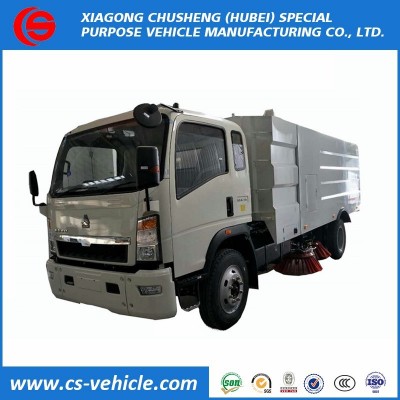 China Brand HOWO 4X2 Stainless Steel Vacuum Street Sweeper Price of Road Sweeper Truck