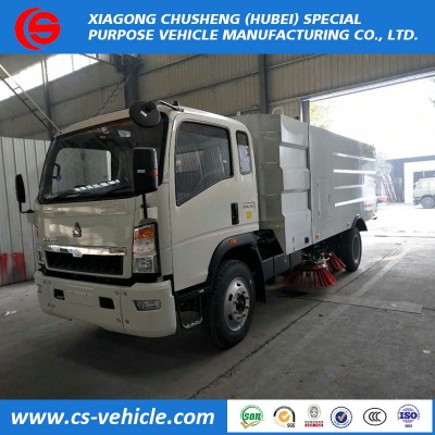 Promotional HOWO 4X2 High Pressure Road Washing and Sweeping Trucks Vacuum Tank